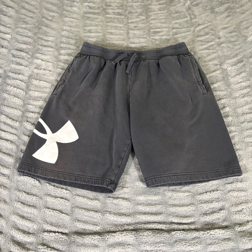 Under Armour Mens XL Rival Fleece Big Logo Shorts Black RN 96510 Athletic Gym